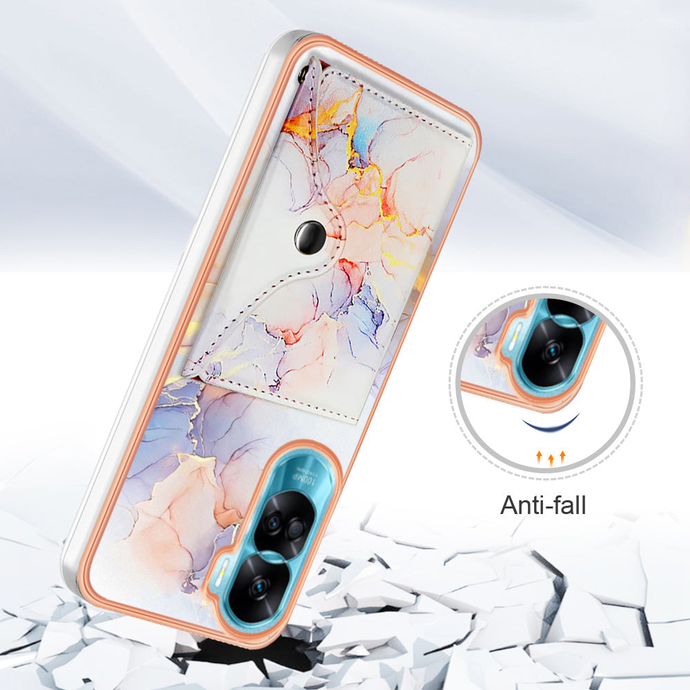 YB Leather Coating Series-9 for Honor 90 Lite 5G / X50i 5G Case Card Slot Kickstand PU+TPU IMD Phone Cover YB Leather Coating Series-9 for Honor 90 Lite 5G / X50i 5G Case Card Slot Kickstand PU+TPU IMD Phone Cover
